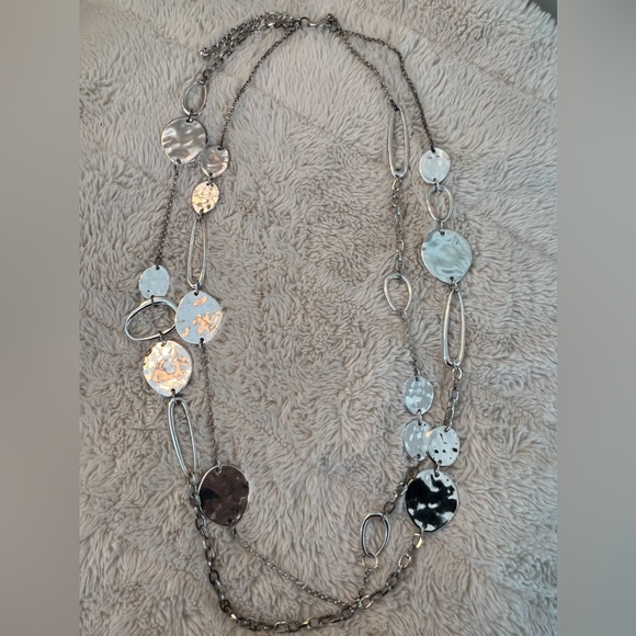Chico's Jewelry - Chicos Long Silver Necklace Dual Strand